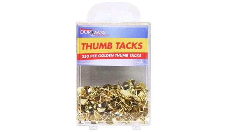 Pins - Drawing Pins Gold DuraMax Pk250