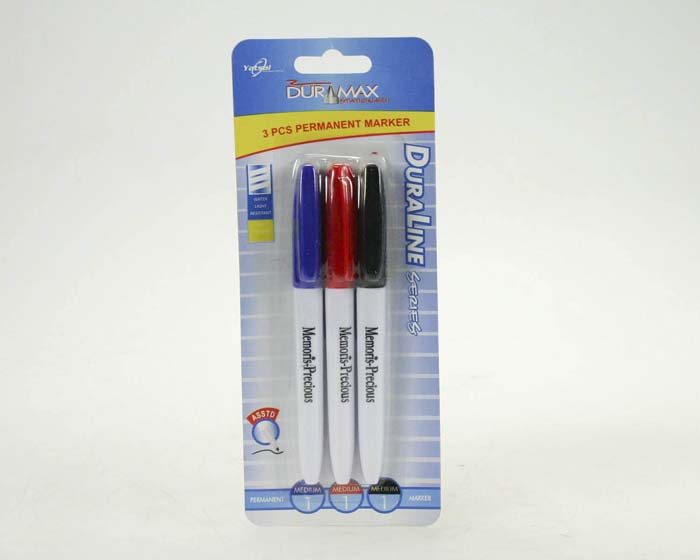 DuraMax Fine Point Permanent Marker Pens Pk 3 Blk,Blue,Red