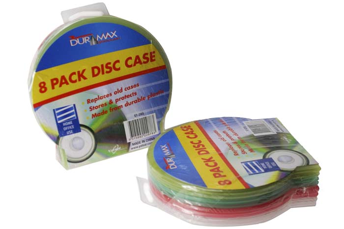 Plastic Disk Case 4 colours  Pack of 8