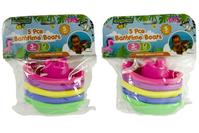 Kids Bathtime Boats Pack of 5 Assorted Colours