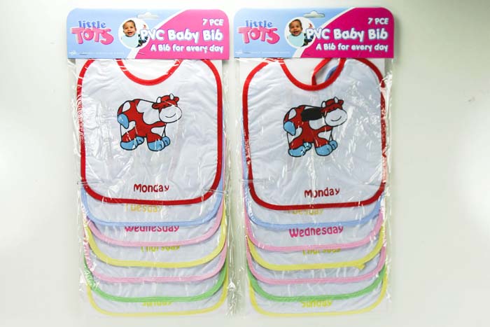 Baby Bibs PVC Washable 15x17cm Pack of 7