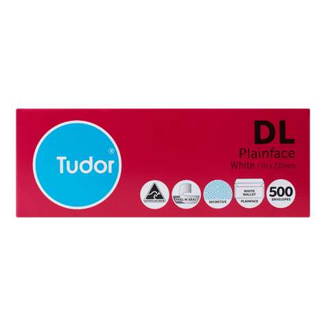 DL Envelope Std White Tudor Press Seal 110x220mm Box/500