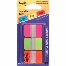 Post-it Durable Tabs Fluro Pink/Grn/Orange 25x38mm  Card 66