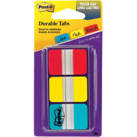 Post-it Durable Tabs Red/Yellow/Blue 25x38mm Card 66