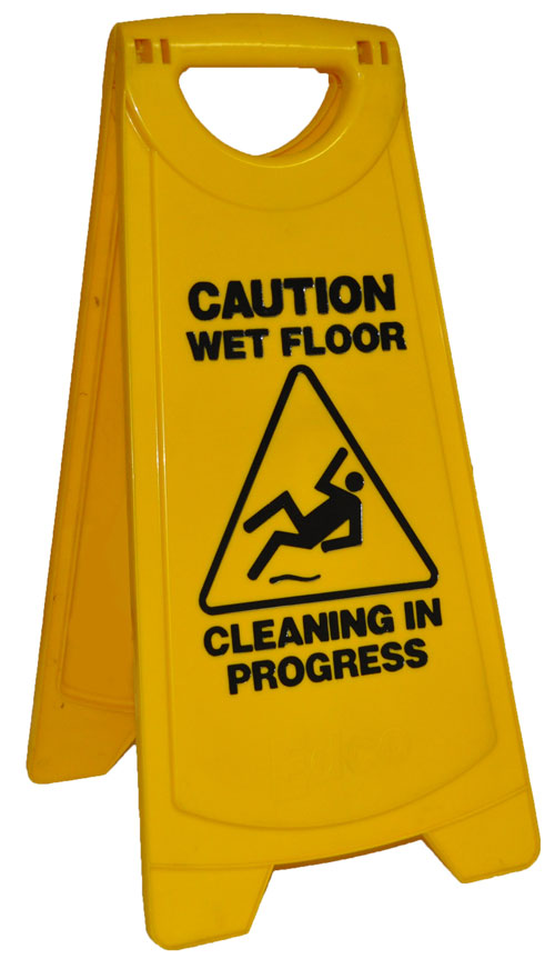 Sign A-Frame Caution Wet Floor & Cleaning in Progress Edco Yell