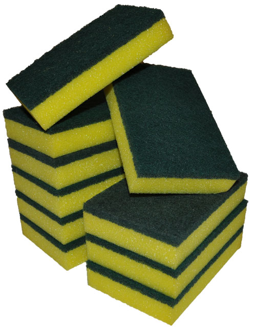 Edco Green Scourer/Yellow Sponge 15x10cm EACH