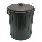 Garbage Bin Black Plastic & Lid 55L