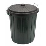 Garbage Bin Black Plastic & Lid 73L