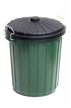 Garbage Bin Green Plastic & Lid 55L