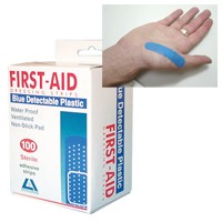 Adh.Strips L.stone Plastic BLUE W/proof Latex free pk100