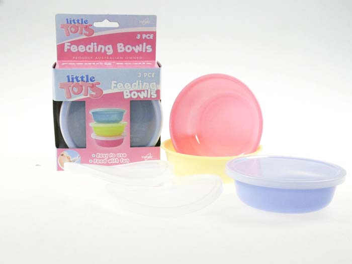 Feeding Bowl & Lid Little Tots Pack of 3