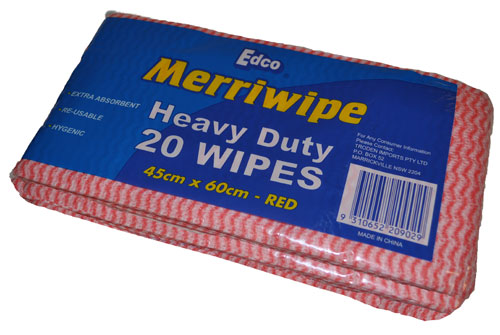 Merriwipe Heavy Duty 60x45cm Pack of 20 Red