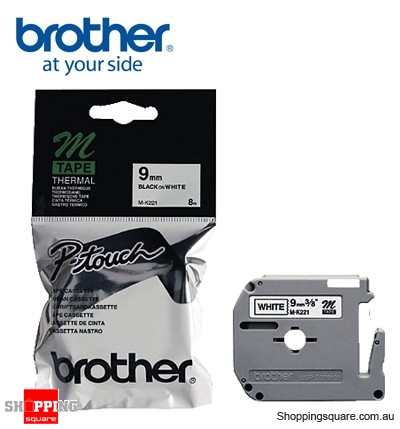Brother P-Touch Tape M-K221 9mm x 8m N/Lam Black on White