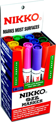 Nikko Bullet Tip Permanent Marker Assorted Colours Box of 12