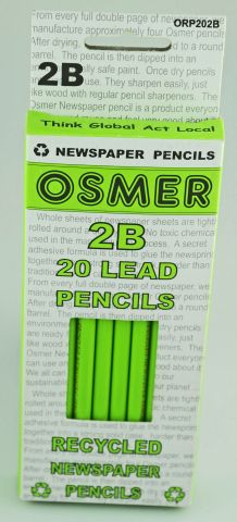 2B Round Lead Pencils Pk 20 Osmer (Enviro Recy. Newspaper)