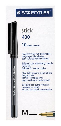 Staedtler Stick Ballpoint Medium Black Pack of 10