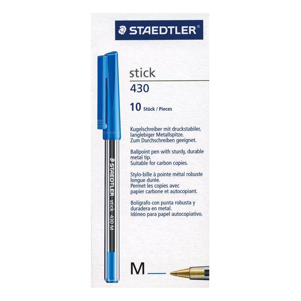 Staedtler Stick Ballpoint Medium Blue Pack of 10