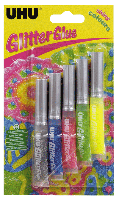 Tubes Glitter Glue - UHU 6 x 5ml per Pack