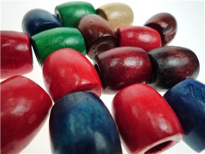 Wood Bead Barrel 11x12mm Assorted Colours Pack of 30
