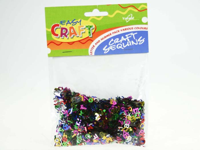 Sequin Craft Letters & Numbers Assorted Colours 30gm